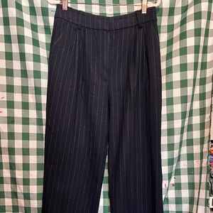Favorite Daughter Navy & White Pinstripe Wide Leg Pants